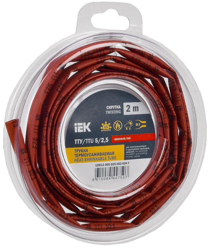 Трубка термоусадочная ТТУ нг-LS 5/2,5 красная (2м/упак) IEK