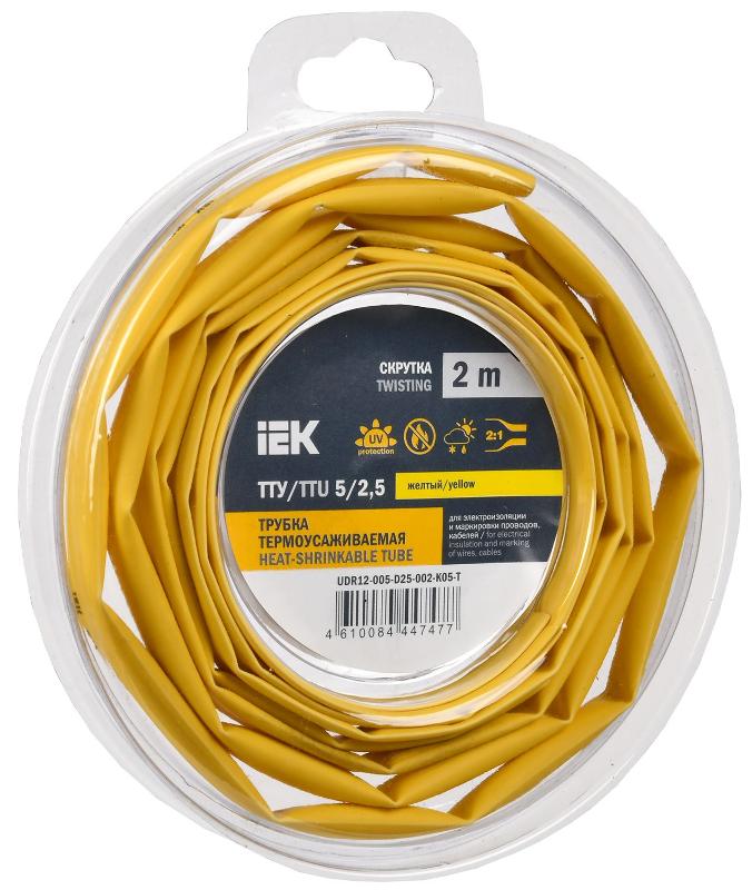 Трубка термоусадочная ТТУ нг-LS 5/2,5 желтая (2м/упак) IEK
