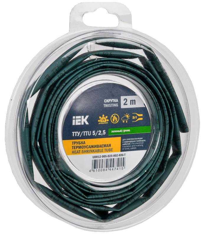 Трубка термоусадочная ТТУ нг-LS 5/2,5 зеленая (2м/упак) IEK