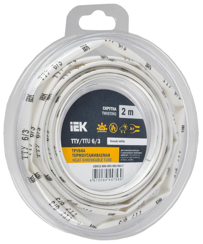 Трубка термоусадочная ТТУ нг-LS 6/3 белая (2м/упак) IEK