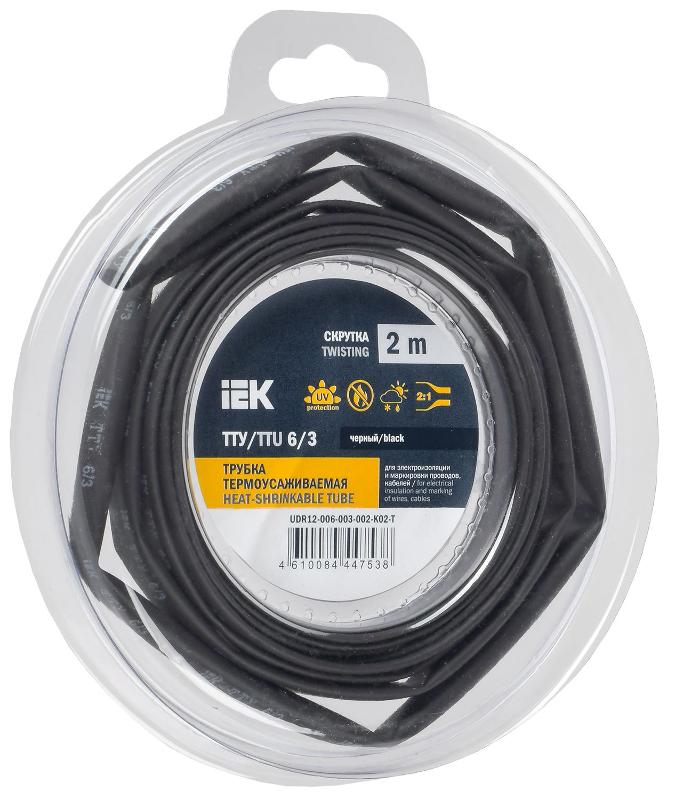 Трубка термоусадочная ТТУ нг-LS 6/3 черная (2м/упак) IEK