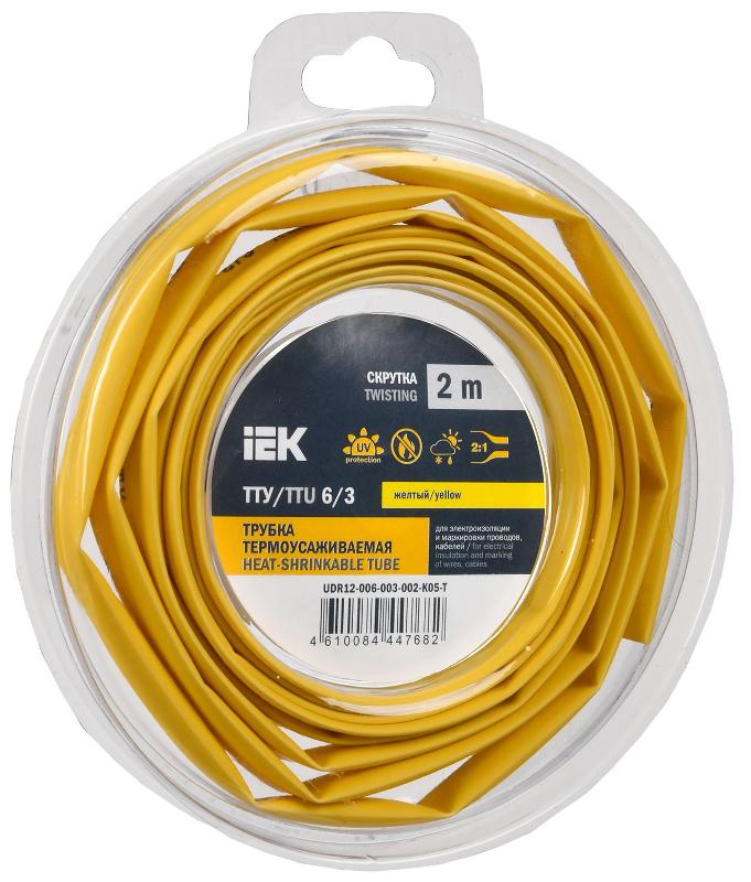 Трубка термоусадочная ТТУ нг-LS 6/3 желтая (2м/упак) IEK