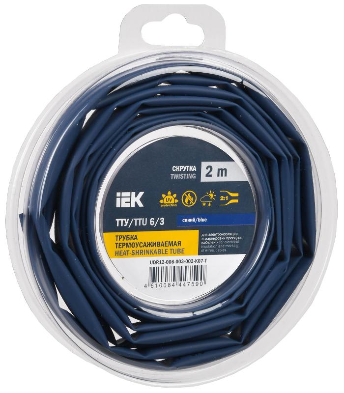 Трубка термоусадочная ТТУ нг-LS 6/3 синяя (2м/упак) IEK
