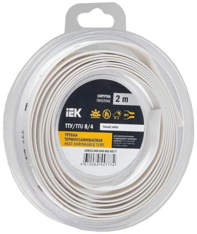Трубка термоусадочная ТТУ нг-LS 8/4 белая (2м/упак) IEK
