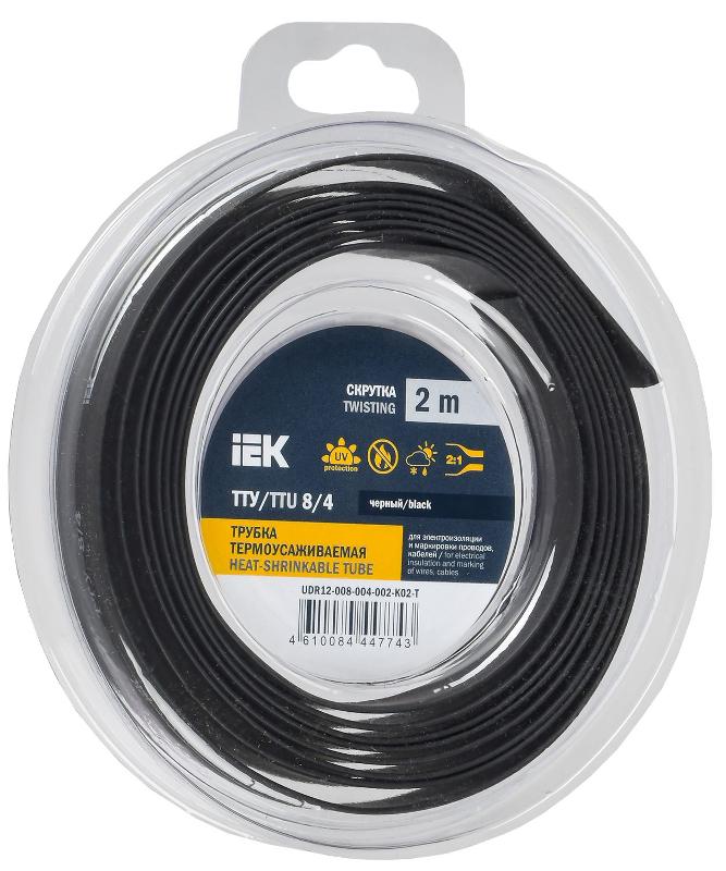 Трубка термоусадочная ТТУ нг-LS 8/4 черная (2м/упак) IEK