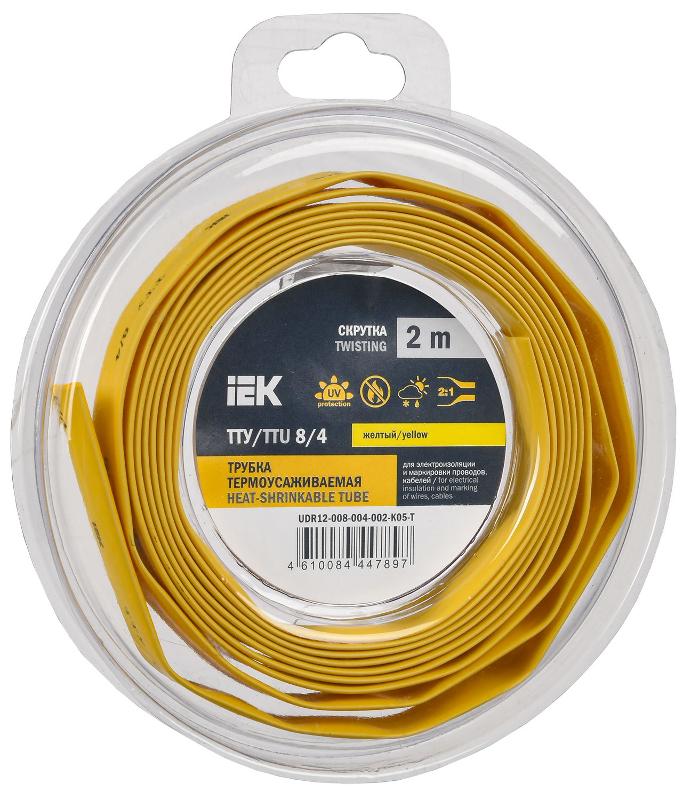 Трубка термоусадочная ТТУ нг-LS 8/4 желтая (2м/упак) IEK