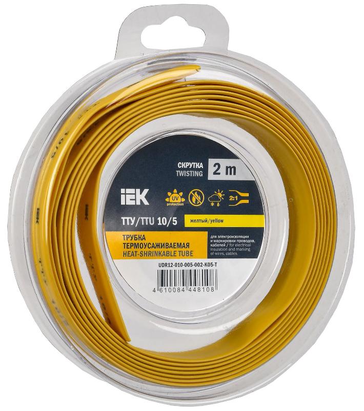 Трубка термоусадочная ТТУ нг-LS 10/5 желтая (2м/упак) IEK