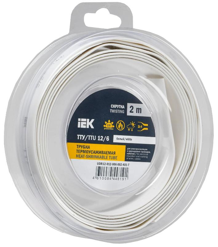 Трубка термоусадочная ТТУ нг-LS 12/6 белая (2м/упак) IEK