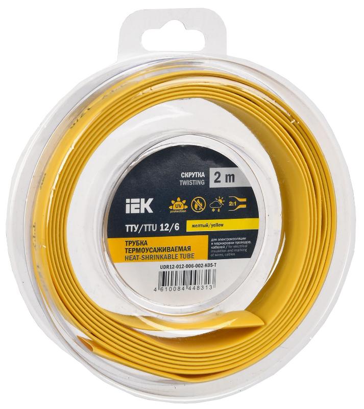 Трубка термоусадочная ТТУ нг-LS 12/6 желтая (2м/упак) IEK