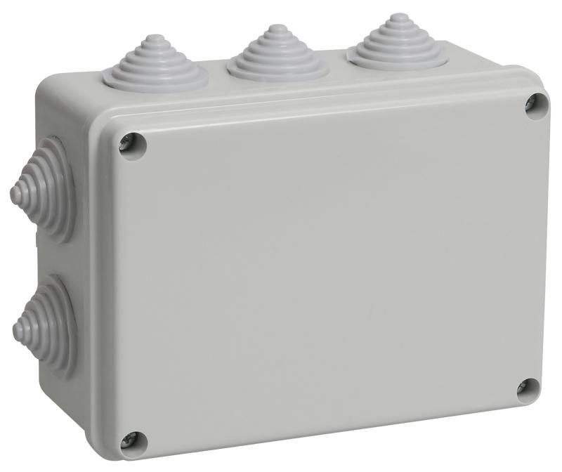 Коробка распределительная КМ41241 для о/п 150х110х70 мм IP44 (RAL7035, 10 гермовводов)
