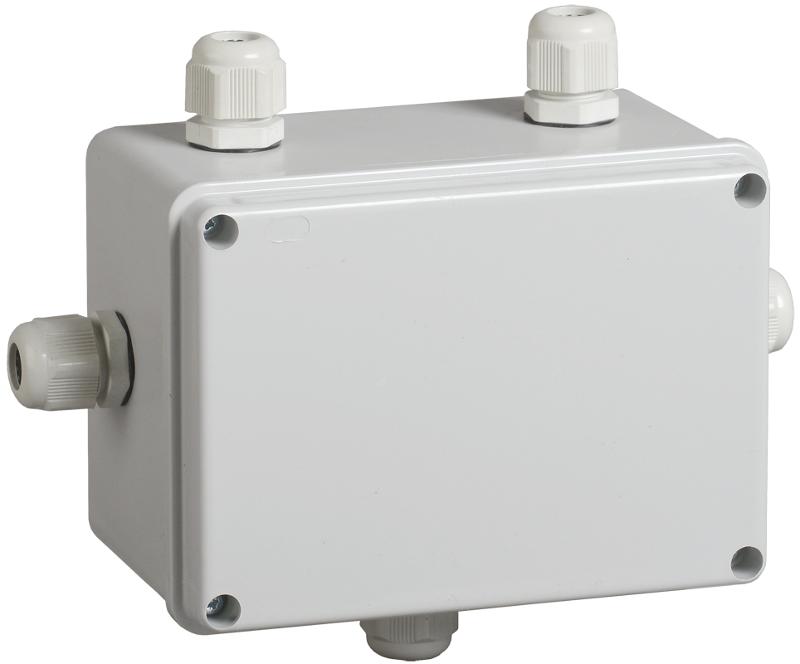 Коробка распределительная КМ41331 для о/п 150х110х85 мм IP55 (RAL7035, гермовводы PG11 5 шт)