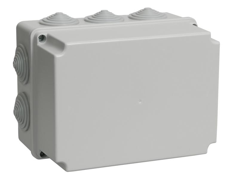 Коробка распределительная КМ41246 для о/п 190х140х120мм IP55 (RAL7035, 10 гермовводов)
