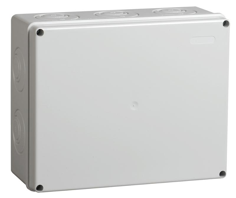 Коробка распределительная КМ41272 для о/п 240х195х90 мм IP55 (RAL7035, кабельные вводы 5 шт)