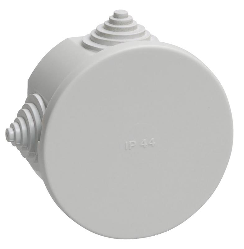 Коробка распределительная КМ41237 для о/п d75х40 мм IP44 (RAL7035, 4 гермоввода)