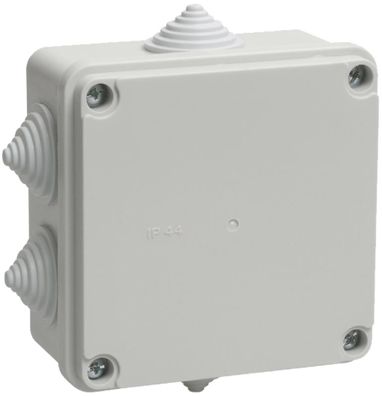 Коробка распределительная КМ41233 для о/п 100х100х50 мм IP44 (RAL7035, 6 гермовводов)