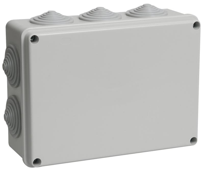 Коробка распределительная КМ41244 для о/п 190х140х70мм IP55 (RAL7035, 10 гермовводов)