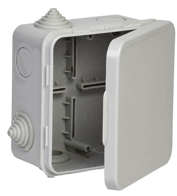 Коробка расп. КМ 100х100х50мм о/к IP54 4 вв. (7035)