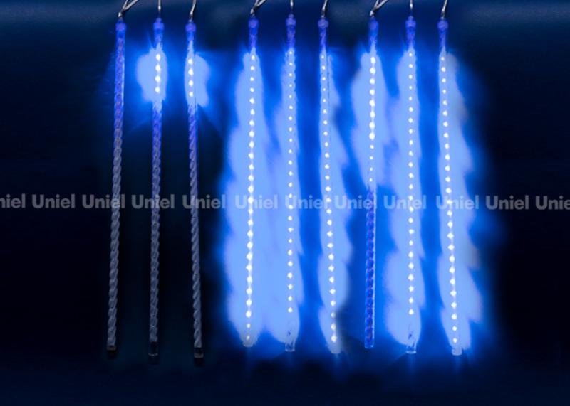 Занавес светодиодный Звездный дождь соед 6 нитей ULD-E1505-336/DTK BLUE IP44 TWISTED METEOR 336диодов 15х05м синяя IP44 прозр