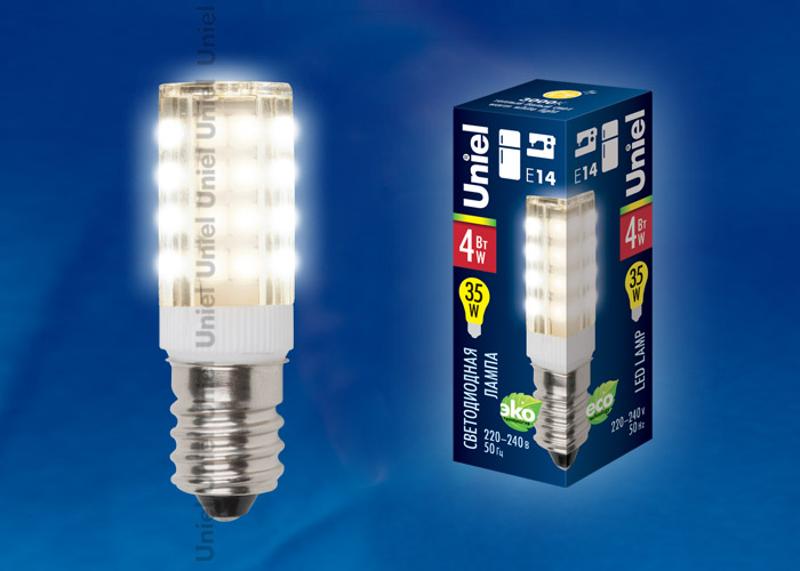 Лампа светодиодная LED-Y16-4W/WW/E14/CL PLZ04WH LED для холод.и швейных машин. Прозрачная колба. Цвет свечения теплый белый.Упаковка