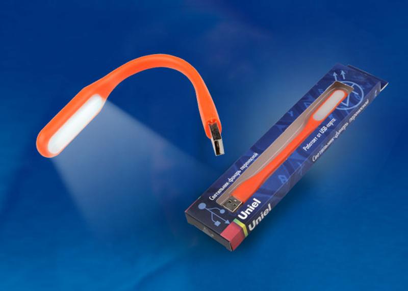 Светильник-фонарь переносной TLD-541 Orange  прорезиненный корпус, 6 LED, питание от USB-порта, цвет-оранжевый.