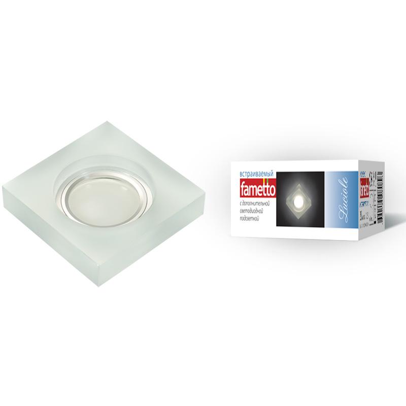 Светильник декор.встр Luciole DLS-L111 GU5.3 CHROME/MATT CLEAR квадр GU5.3 доп.LED подсветка 3Вт металл/стекл. Хром/мат+прозр