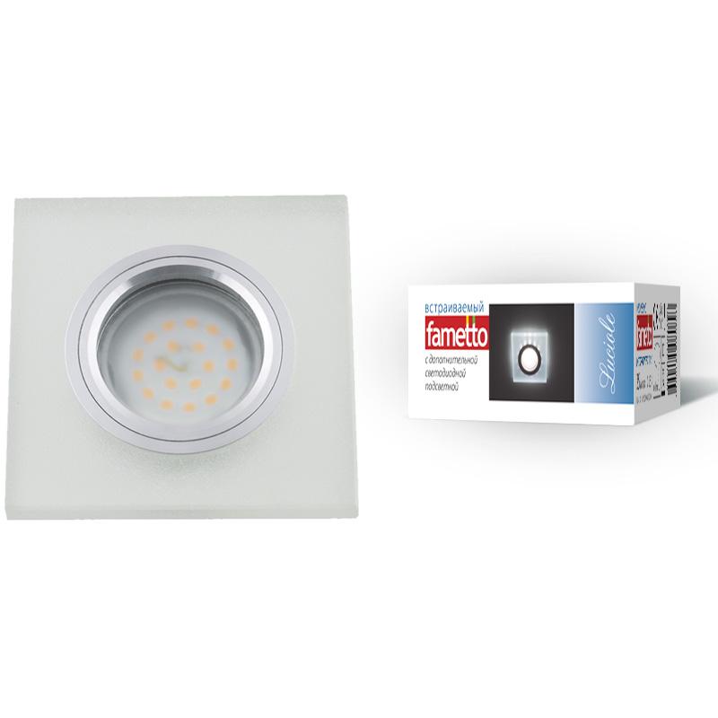 Светильник декор.встр Luciole DLS-L113 GU5.3 CHROME/MATT CLEAR квадр GU5.3 доп.LED подсветка 3Вт металл/стекл. Хром/мат+прозр