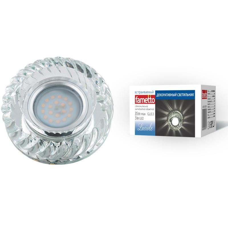 Светильник декор.встр Luciole DLS-L123 GU5.3 GLASSY/CLEAR GU5.3 доп.LED подсветка 3Вт стекл/стекл. зерк./прозр