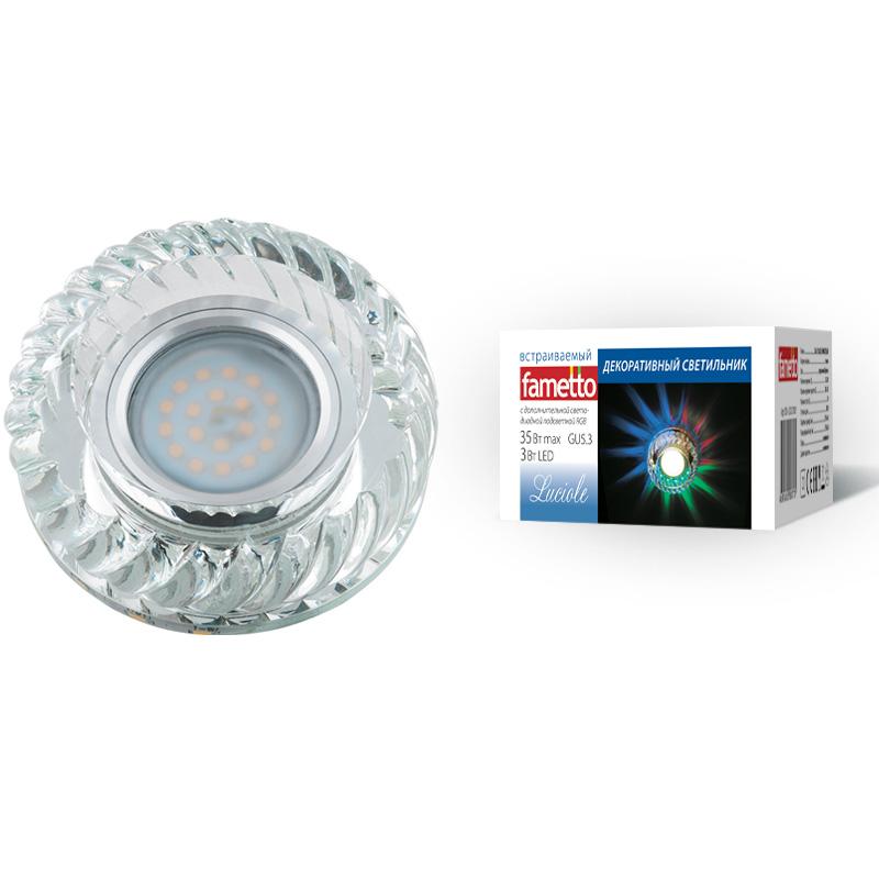 Светильник декор.встр Luciole DLS-L123 GU5.3 GLASSY/CLEAR/RGB GU5.3 доп.LED подсветка 3Вт, RGB. стекл/стекл. зерк./прозр