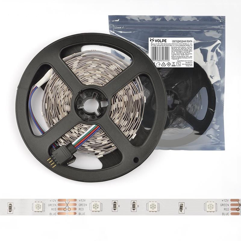 Лента светодиодная мультиколор ULS-Q911 5050-30LED/m-8mm-IP20-DC12V-7,2W/m-3M-RGB