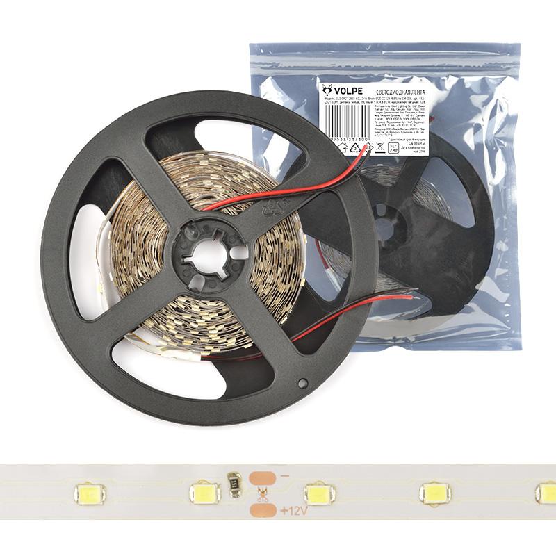 Лента светодиодная холодный белый свет ULS-Q921 2835-60LED/m-8mm-IP20-DC12V-4,8W/m-5M-DW