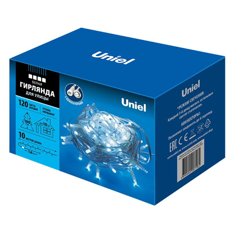 Гирлянда светодиодная  с эффектом мерцания  ULD-S1000-120/TWK WHITE IP67   10м. соед. 120 диодов. белый свет. шнур белый