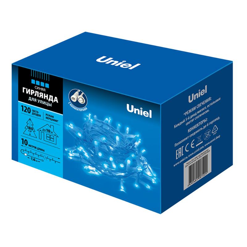 Гирлянда светодиодная  с эффектом мерцания  ULD-S1000-120/TWK BLUE IP67   10м. соед. 120 диодов. синий свет. шнур белый