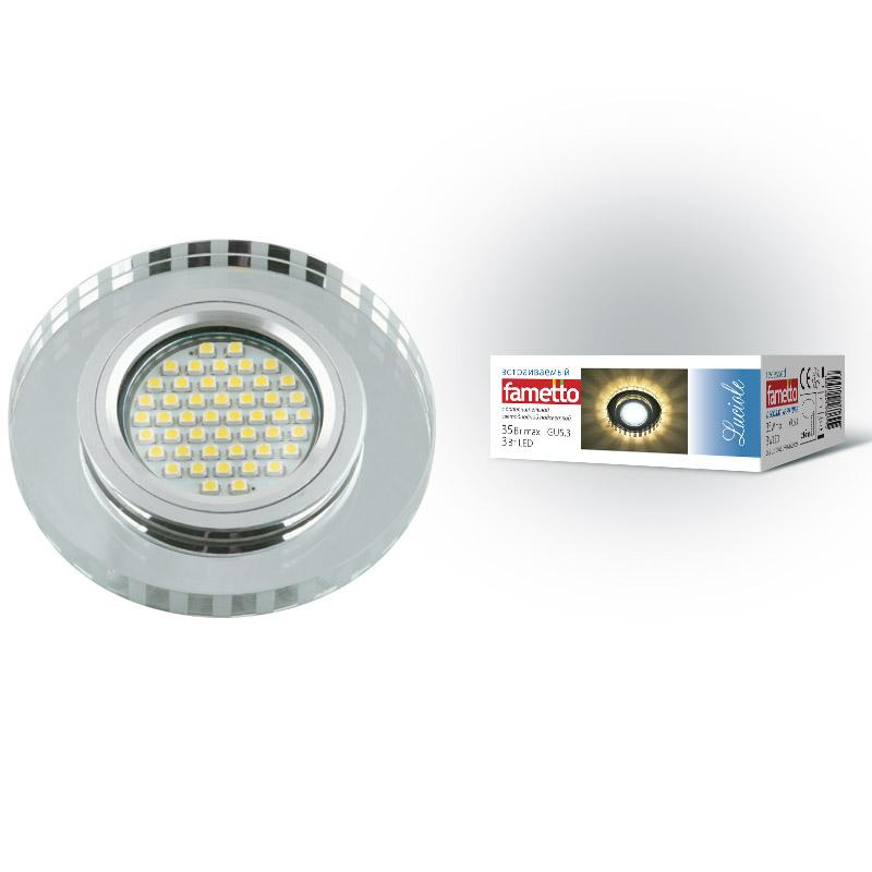 Светильник декор.встр Luciole DLS-L127 GU5.3 CHROME/GLASSY GU5.3 доп.LED подсветка 3Вт металл/стекл. Хром/зерк.