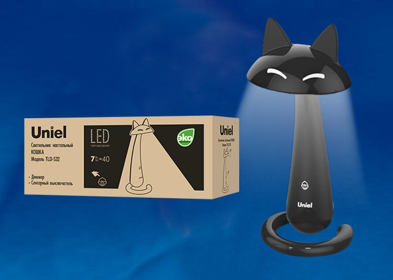 Светильник настольный TLD-532 Black/LED/360Lm/4500K/Dimmer «Кошка» 7W сенсор диммер Чёрный