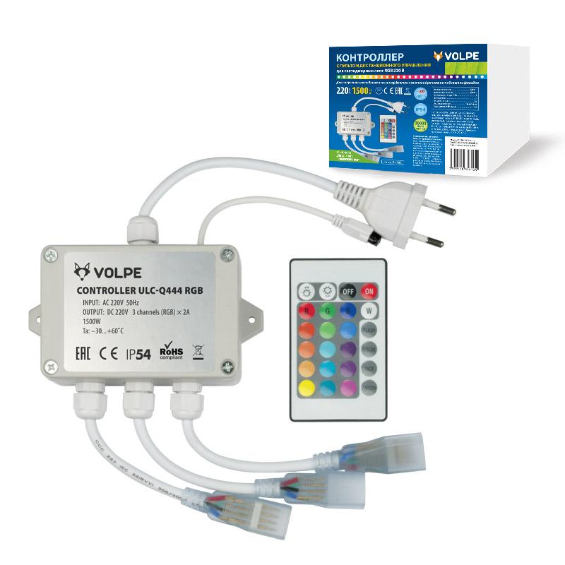 Контроллер для управления LED RGB ULS-5050 лентами 220В, ULC-Q444 RGB WHITE 3 выхода, 1440Вт, с пультом ДУ ИК.