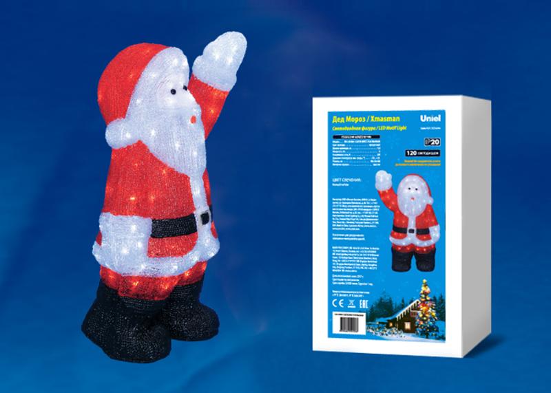Фигура светодиодная  «Дед Мороз»  ULD-M3860-120/STA WHITE IP20 XMASMAN   38*24*60 см. 120 диодов. белый свет. шнур прозр.