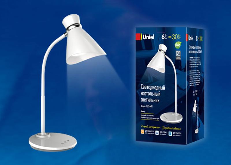 Светильник настольный TLD-548 White/LED/300Lm/3300-6000K/Dimmer 6W сенсор диммер Белый