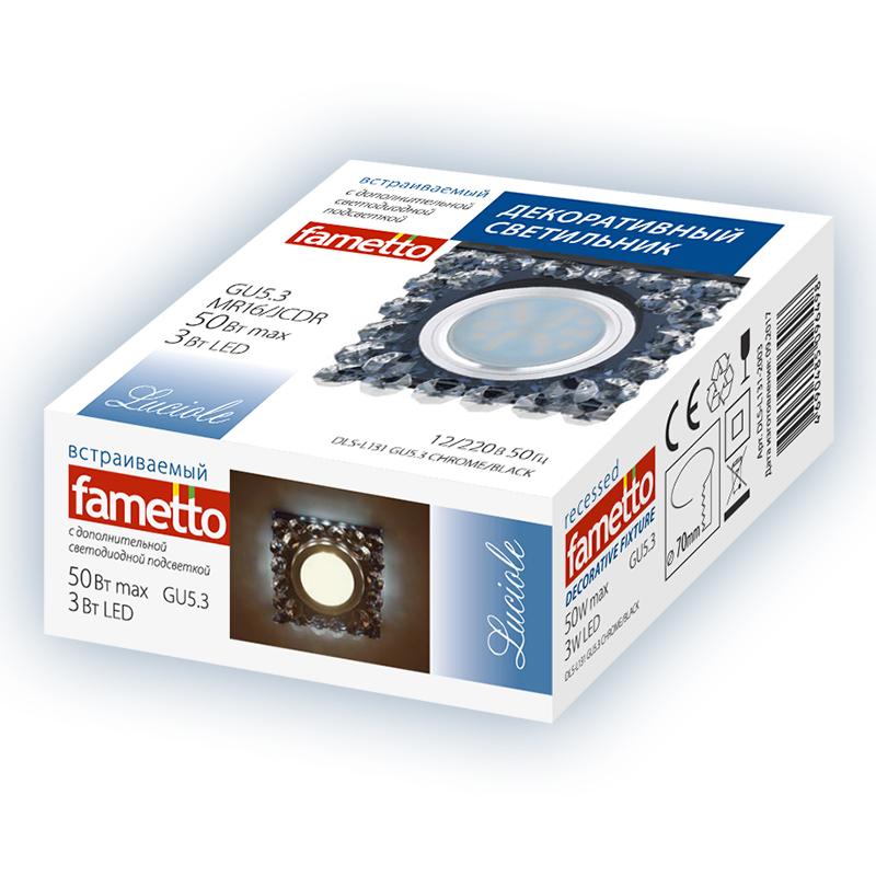 Светильник декор.встр Luciole DLS-L131 GU5.3 CHROME/BLACK GU5.3 доп.LED подсветка 3Вт металл/стекл. Хром/черн.