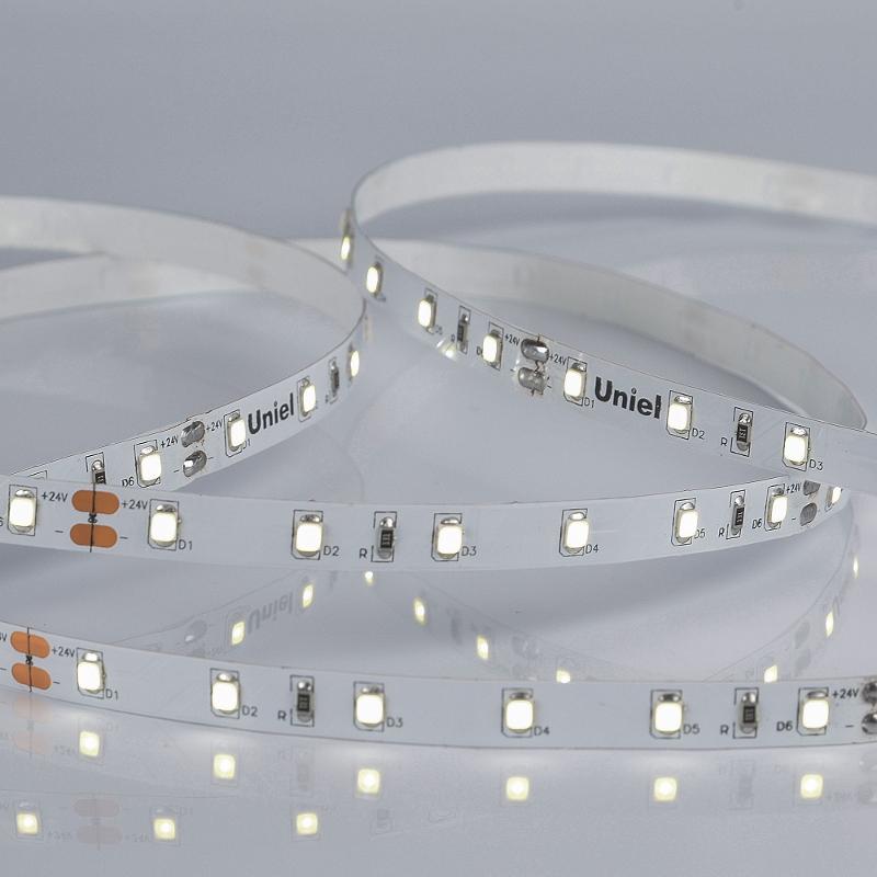 Лента светодиодная холодный свет 6500K ULS-2835-60LED/m-8mm-IP20-DC24V-6W/m-5M-DW
