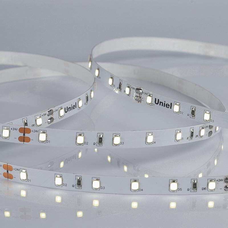 Лента светодиодная нейтральный свет 4000K ULS-2835-60LED/m-8mm-IP20-DC24V-6W/m-5M-W