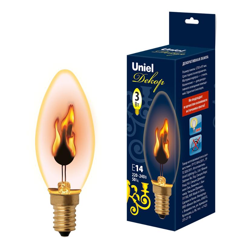 Лампа накаливания ЛОН IL-N-C35-3/RED-FLAME/E14/CL  с эффектом пламени