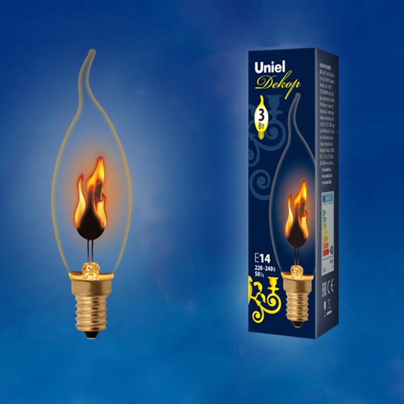 Лампа накаливания ЛОН IL-N-CW35-3/RED-FLAME/E14/CL эффект пламени