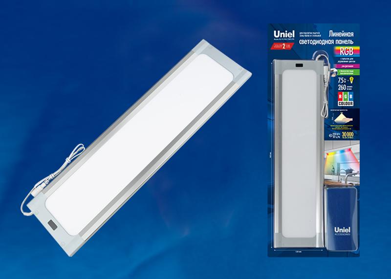 Панель светодиодная ультратонкая с сенсором димм ULI-F42-7,5W/RGB/RC/DIM SENSOR IP20 SILVER пульт 460х120х11мм 260Lm серебр