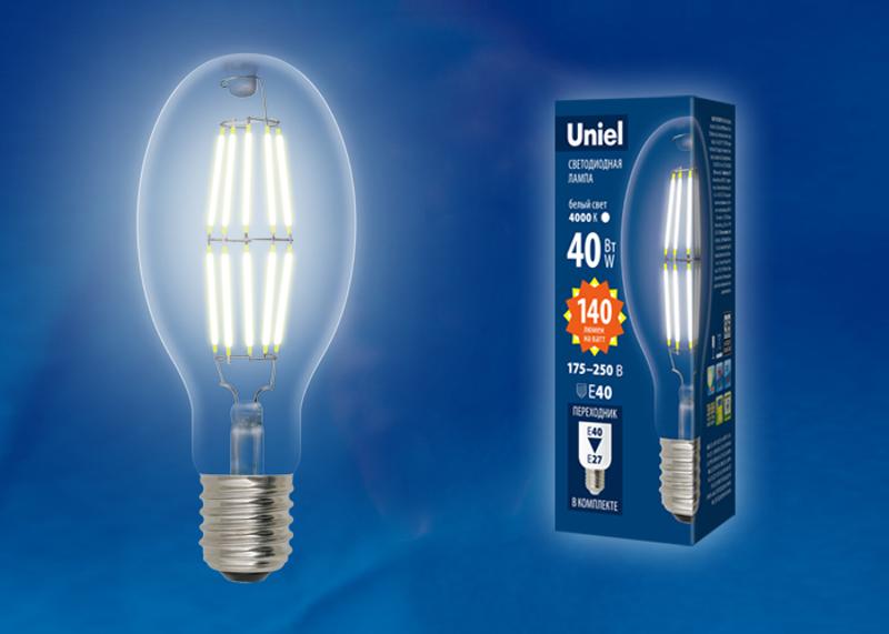 Лампа светодиодная промышленная LED-ED90-40W/DW/E40/CL GLP05TR LED мощная, прозр. 4000К