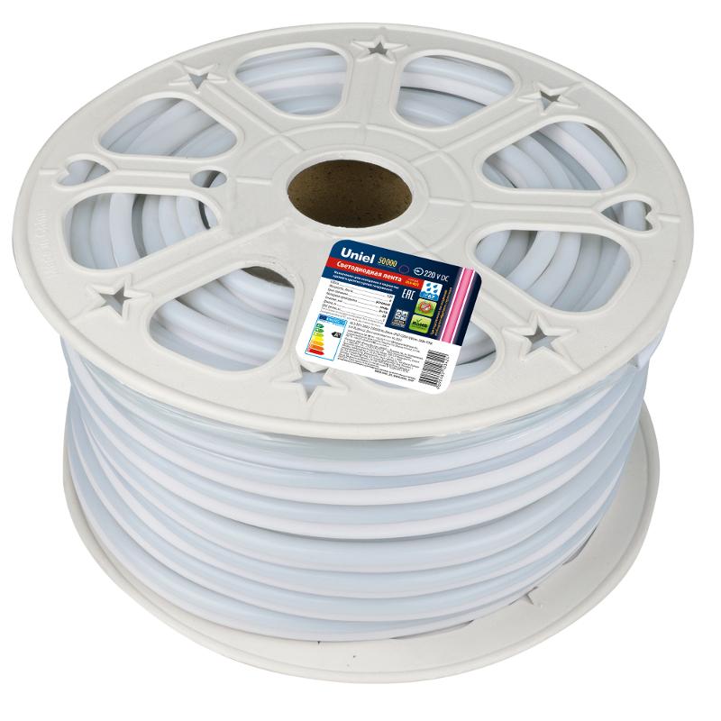 Лента светодиодная 220В IP75 NEON 50м розовый свет ULS-N21-2835-120LED лента /m-8mm-IP67-220V-8W/m-50M-PINK