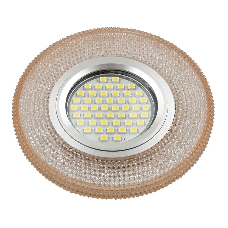 Светильник декор.встр Luciole DLS-L142 GU5.3 GLASSY/LIGHT TEA GU5.3 доп.LED подсветка 3Вт, стекл,зерк./светло-коричневый.