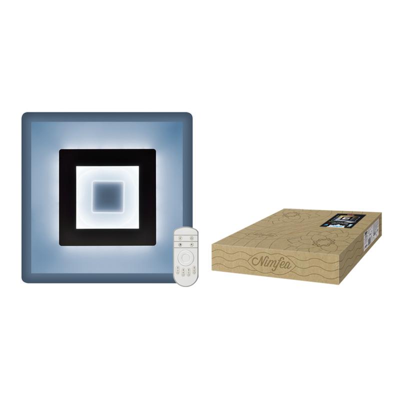 Светильник LED потолочный "Nimfea" DLC-N501 38W GLASS/CLEAR 38 Вт димм, пульт ДУ, 3000К/4000К/6500К стекл, прозр 500х500мм.