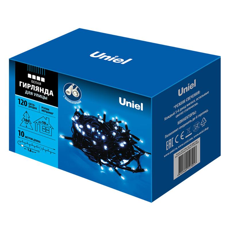 Гирлянда светодиодная  с эффектом мерцания  ULD-S1000-120/TBK WHITE IP67  10м. соед. 120 диодов. белый свет. шнур черный