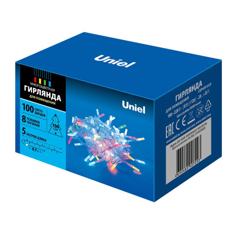 Гирлянда светодиодная   ULD-S0500-100/DTA MULTI IP20 CRYSTAL   5м. 100 диодов. мультиколор. шнур прозр.