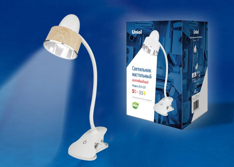 Светильник настольный TLD-557 Brown/LED/350Lm/5500K/Dimmer «прищепка» 5W сенсор Коричневый